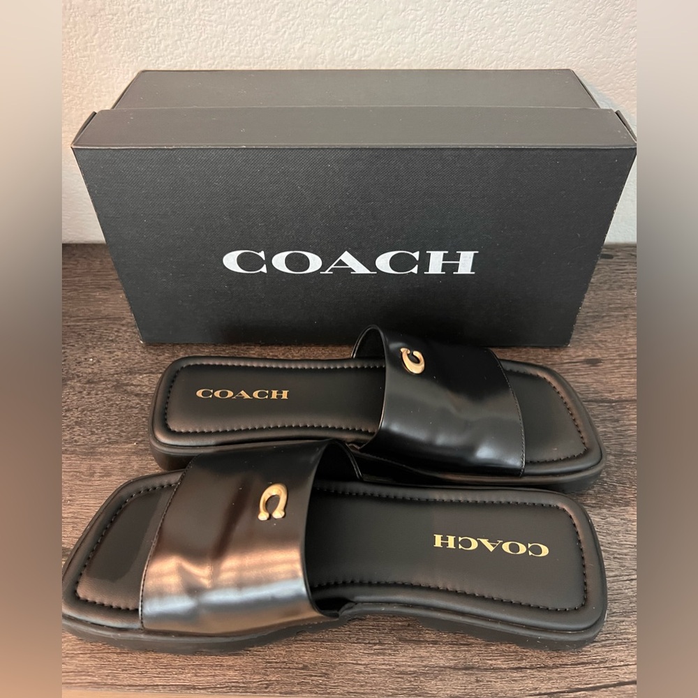 Coach Glossy Black Men's Sandals